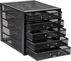 Mind Reader File Storage Drawers, Desk Organizer, Multi-Purpose, Crafts, Office, Metal Mesh, 11"L x 14"W x 11"H, Black, 5 Dra