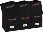 FinishingBo 6-Pack Storage Cubes with Handles & Label Holders Basket, Closet Cube Home Organizer Bins(Black, 10.5*10.5*11 inc