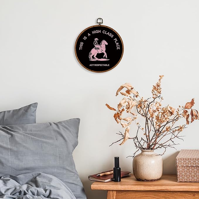 KSDUT Western Cowboy Black Pink Wall Art Decor - Preppy Trendy Southwestern Wall Art Canvas Frame Hanging Prints, Foyer Entry