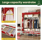 Portable Wardrobe with 4 Drawers Simple Temporary Wardrobe, Armario Portátil,New Oxford Cloth, Christmas Style (Christmas Col