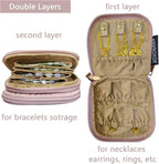 Travel Jewelry Case Small Jewelry Organizer Purse Jewelry Bag Women Jewelry Purse Double Layers for Bracelet Rings Earring Ne