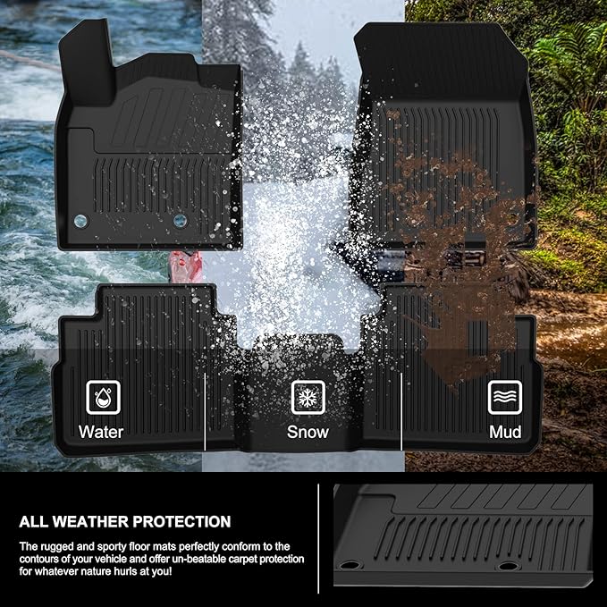 KIWI MASTER Floor Mats for 2021-2026 Nissan Rogue (Not Sport), OEM Replacement T99E4-6RR0B, Custom Fit All Weather Car Mats, Heavy Duty TPE Floor Liners, Front & Rear 2 Row, Black