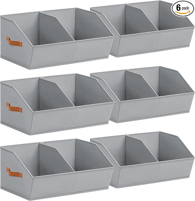 Homsorout Closet Organizers and Storage Bins - 6 Pack Collapsible Divided Trapezoidal Cube Storage Bins Baskets For Organizin
