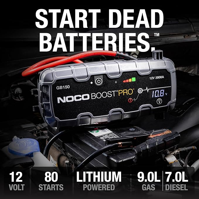 NOCO Boost GB150: 3000A UltraSafe Jump Starter - 12V Lithium Battery Booster Pack, Portable Jump Box, Power Bank & Jumper
