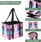 Kawaii Anime Eyes Reusable Grocery Bags Large Shopping Tote Bag with Reinforced Bottom Board, Water Resistant Foldable Storag