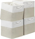13x13 Storage Cube Bins 4Pack,Collapsible Cube Storage Organizer for Closet, Fabric Storage Box w/ Rope Handles, Foldable Sto
