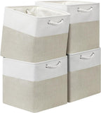 13x13 Storage Cube Bins 4Pack,Collapsible Cube Storage Organizer for Closet, Fabric Storage Box w/ Rope Handles, Foldable Sto