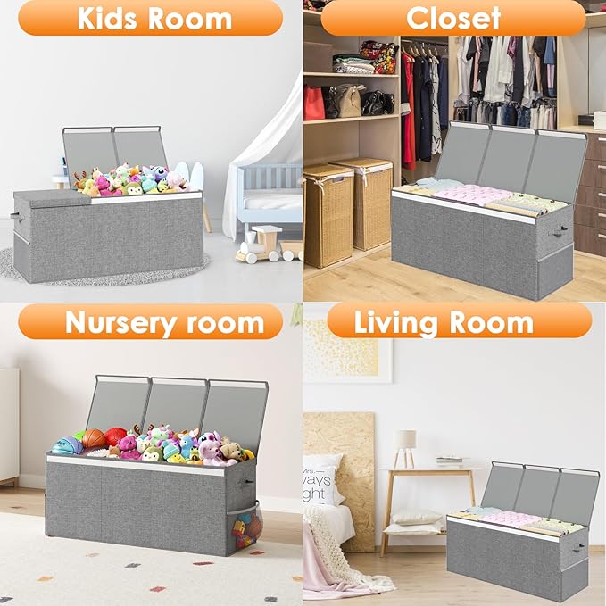 Extra Large Toy Box Chest with Lid, Kids Toy Storage Organizer for Boys Girls, Big Toy Bin Basket Extra Large Toy Storage Box