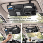 Car Sun Visor Multi-Pocket Organizer — Black (Universal Car/SUV/Truck Storage Pouch)