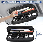 Denchy Molle Car Sun Visor Organizer with Zipper Storage Pouch and Sunglasses Holder Clip, Tactical Sunvisor Organizers for Trucks, Universal Molle Panel Accessories for Truck SUV Police Car Gear