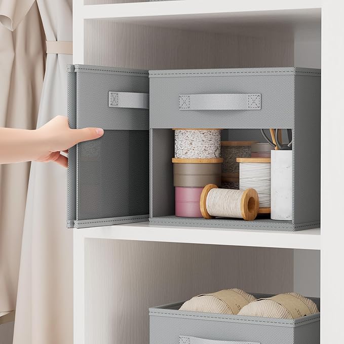 DIMJ Storage Cubes, Cube Oganizer Bin, 12 Pack Foldable Containers with Window, Closet Storage Bins with Handle, 12x 12 inch 