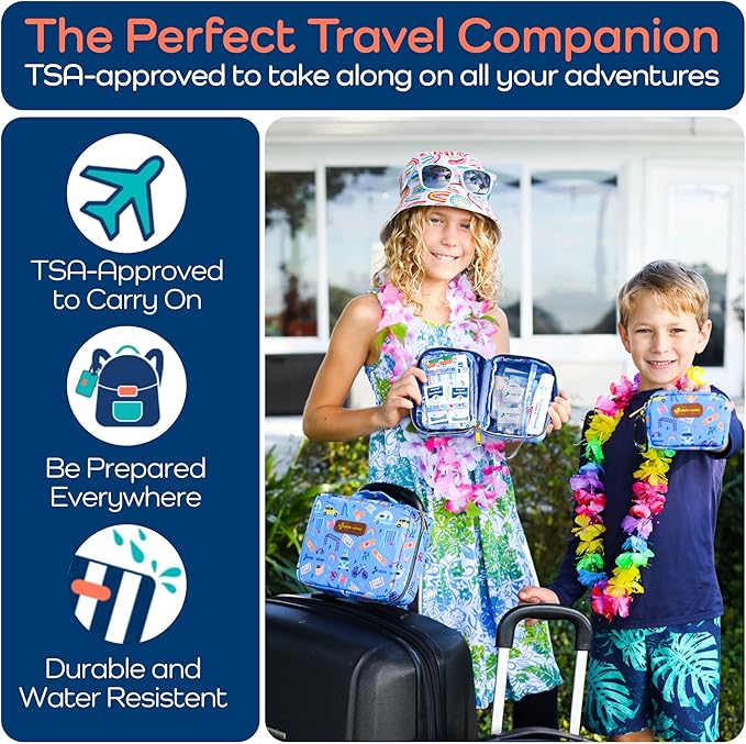 KeepGoing Travel First Aid Kit for Kids – 130 Pc. for Car, Home, Purse, Diaper Bag & Backpack with Latex-Free Bandages - Mini