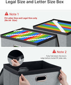 Oterri 2 Pack Large File Organizer Boxes with Lids, File Box with Mesh Pockets, Document Organizer Box for Letter/Legal Size 