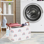 LANGYASHAN Rectangular Storage Bin Collapse Canvas Fabric Cartoon Storage Basket with Handles for Organizing Home Kitchen Boy