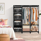 Portable Closet, Easy Assembly, Large Capacity Wardrobe Closet, Sturdy and Stable Clothes Rack with Shelves 4 Storage Baskets