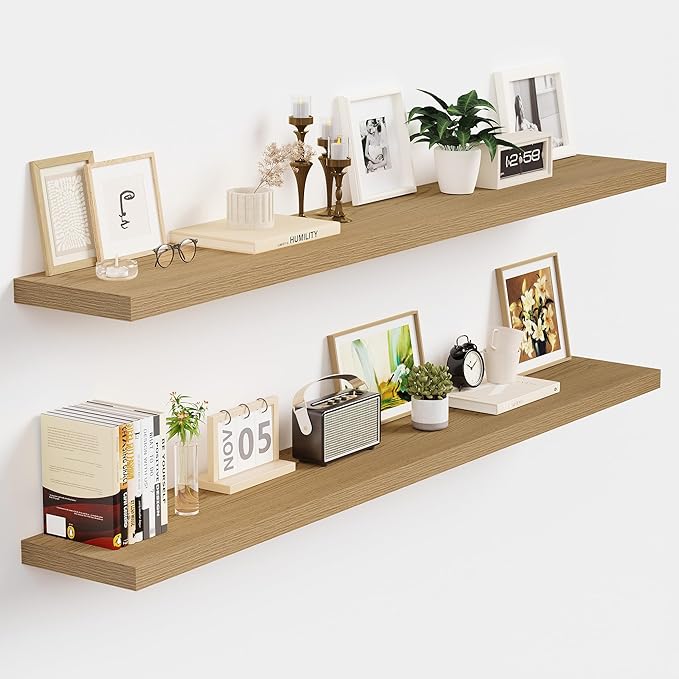 Vivelove 48 Inch Floating Shelves for Wall, 48x9 Display Shelves for Bathroom Living Room Kitchen Bedroom Office Farmhouse Ho