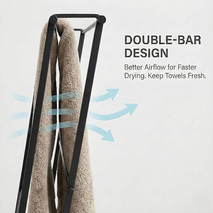 CANYAVE Metal Leaning Ladder Towel Rack, 4-Tier Blanket Stand for Bathroom Living Room, No Drilling Quilt Storage Organizer (
