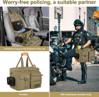 Patrol Bag Law Enforcement Police Gear Bag, Car Front Seat Organizer Tactical Officer Duty Bags, Police Car Accessories for Passenger Seat, Multiple Compartment Removable Shoulder Strap, khaki