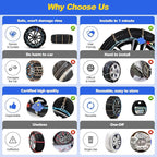 Auto Tightening Snow Chains for Cars, SUVs & Pickup Trucks – 1-Min Quick-Fit Auto Installation, Reusable Universal Emergency 