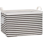 Sea Team Collapsible Canvas Fabric Storage Basket with Handles, Rectangle Waterproof Storage Bin, Box, Cube, Foldable Shelf B