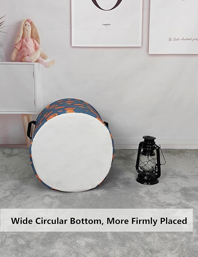 QUEENLALA Large Storage Basket,Laundry Hamper/Bathroom/Home Decor/Collapsible Round Storage Bin,Boys and Girls Hamper/Boxes/C