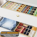 SpaceAid Sock Drawer Organizer Divider 3 Pack, 64 Cell Dresser Closet Nursery Underwear Organizers Storage Bins for Organizin