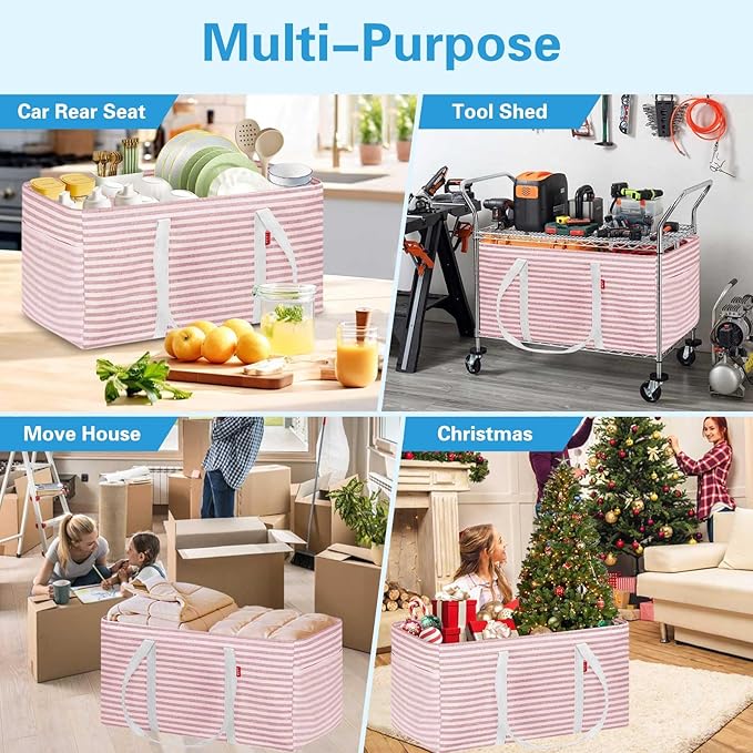 LHZK Standing Extra Large Utility Tote Bag with Metal Wire Frame and the Sides Rinforced, Extra Large Tote Bag with Handle,