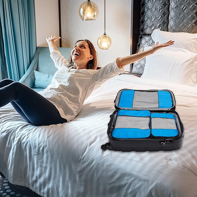 TravelWise 5 Piece Packing Cubes Set, Lightweight Luggage Organizer with Mesh Panels and 2 Way Zippers, Includes Small, Mediu