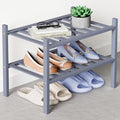 Smiry Bamboo Shoe Rack for Closet, 2 Tier Small Wooden Stackable Shoe Organizer, Free Standing Shoes Storage Shelf for Entryw