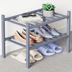 Smiry Bamboo Shoe Rack for Closet, 2 Tier Small Wooden Stackable Shoe Organizer, Free Standing Shoes Storage Shelf for Entryw