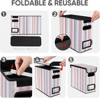 BALEINE File Organizer Box with Lid, Collapsible File Folder Organizer with Plastic Slide, Hanging File Folder Box for Office