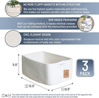 NaturalCozy 13.5”x8.5”x5.5” Storage Baskets for Shelves 3 Pack | Cotton Rope Woven Small Baskets for Organizing | Small Stora