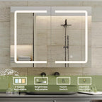 DICTAC Medicine Cabinet with Mirrors and Storage 31.5''x23.6'' Wall Mounted Bathroom Mirror Cabinets with Led Lights Double D