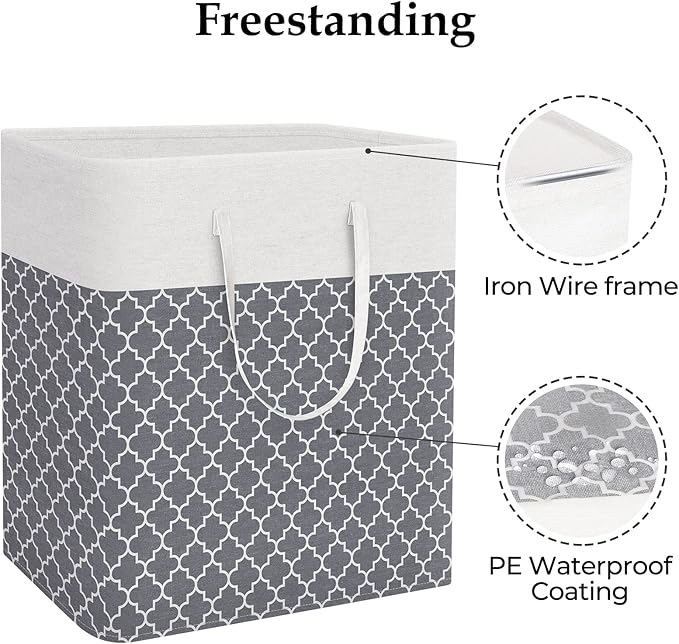 StorageRight Laundry Basket Hamper Large Collapsible Laundry Hamper with Easy Carry Handles，Freestanding Clothes Hampers for 