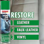 SONAX Leather Foam 289300 | 2 in 1 Aerosol Leather Cleaner and Conditioner | Safe to Use on Perforated Air Conditioned/Heated