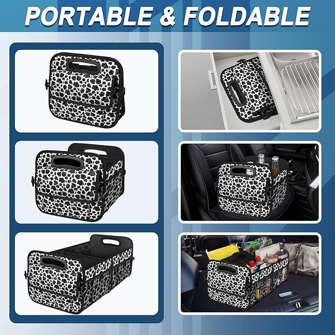 Deosk Car Organizer for SUV - 6 Big Pocket Trunk Storage With Waterproof Polyester, Car Accessories for Women/Men, Cow