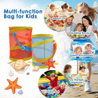 2Pcs Foldable Toy Storage Bag, Large Capacity Sea Shell Bags for Beach (10.5L/2.77Gallon), Portable Toy Storage Bag with Zipp