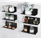 Kokone 6 Pack Magnetic Pegboard Shelves for Storing or Displaying, 10x4.3 Inch Flat Display Shelves for Pegboard, Wall Pegboa