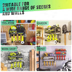 SUNALLY Power Tool Organizer, Heavy Duty Iron, 3 Layers Storage Rack with 4 Drill Holders, Floating Tool Shelf Wall Mounted, 