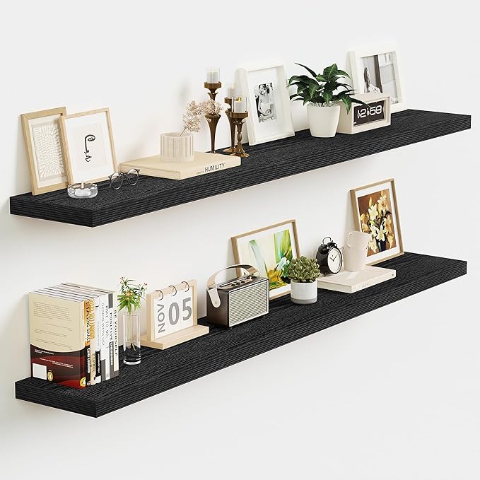 Vivelove 48 Inch Floating Shelves, Deep Wall Shelves with Invisible Brackets, Display Shlf for Bathroom Living Room Kitchen B