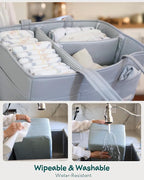 Lily Miles Diaper Caddy Organizer with 8 Pockets, Wipeable Baby Caddy Basket for Diapers and Wipes, Baby Registry Favorites, 