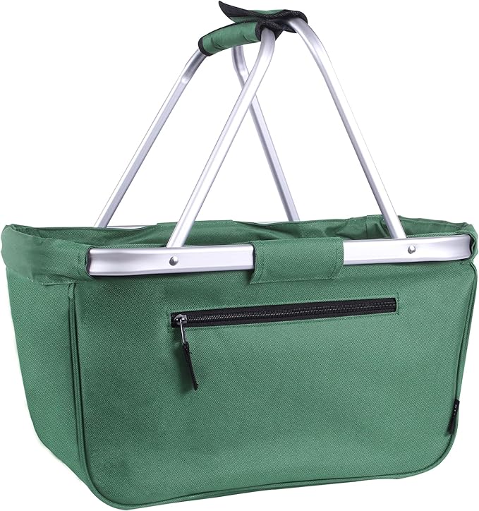 Picnic Basket, SIYUAN 24L Collapsible Market Basket with Two Handles Portable Canvas Grocery Basket Reusable Christmas Shoppi