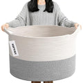 90L Large Blanket Basket,21.7"L x 21.7"W x 13.8"H Rope Woven Baskets with Handles, Toys Storage Bins,Laundry Basket Perfect f