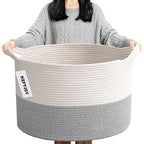 90L Large Blanket Basket,21.7"L x 21.7"W x 13.8"H Rope Woven Baskets with Handles, Toys Storage Bins,Laundry Basket Perfect f