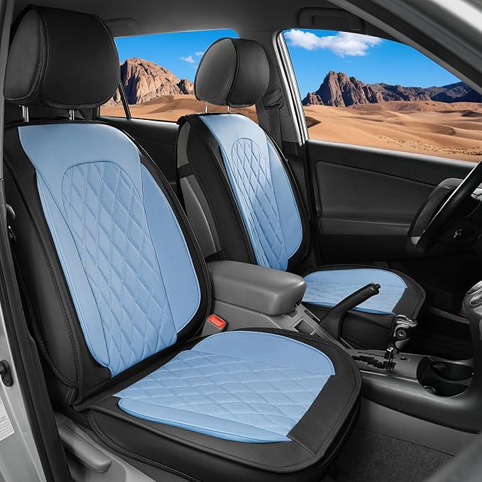 LINGVIDO Car Seat Covers for Front Seats (2 Seats) - Premium Perforated Nappa Leather,Waterproof Shield, Omni-Adapt Fit for S