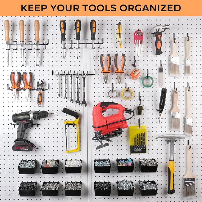 INCLY 300PCS Extra Thick Pegboard Accessories, 1/4" Heavy Duty Pegboard Hooks with Bins & Peg Locks, Peg Board Organizer Acce