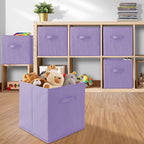 Casafield Set of 6 Collapsible Fabric Cube Storage Bins, Lavender - 13" Foldable Cloth Baskets for Shelves, Cubby Organizers 