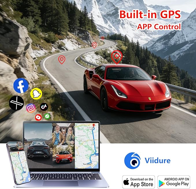 4K+2.5K+2.5K Dash Cam, STARVIS 2 Sensor, Dash Camera 3-Channel, Free 64GB Card, Dashcam with 5G WiFi GPS, G-Sensor,Loop Recor