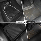 CAR PASS Glitter Heavy Duty Rubber Floor Mats for Car, Waterproof Liner Deep Dish Bling Car Mats Full Sets, Universal Trim to Fit for SUV Truck Sedans Vans, All Weather Floor Mats, Silver Sparkly
