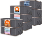 Lifewit 8 Pack 35L Clothes Storage Bins with Lids, Foldable Blanket Storage Bags with Zippers, Clear Window and Reinforced Ha